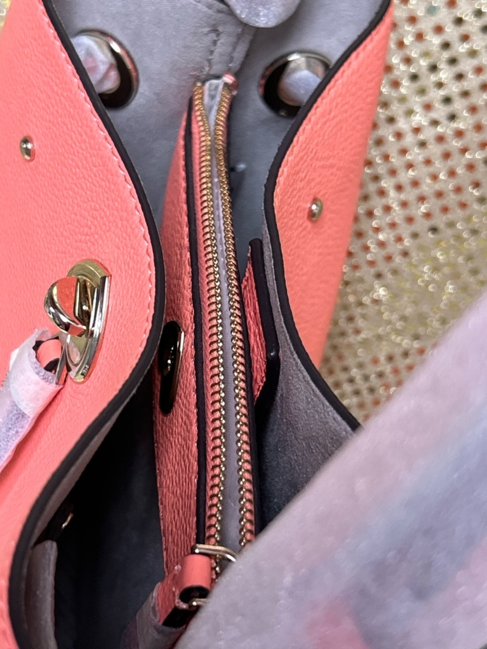 kate spade Coral Pink Pebbled Leather Shoulder Bag Approx. 9 x 10.5 x 6 - Picture 14 of 14